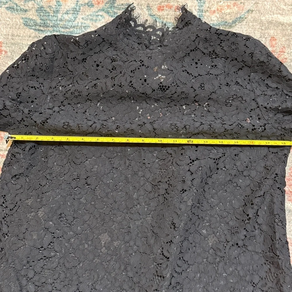 J Crew Black Lace Mock Neck Top